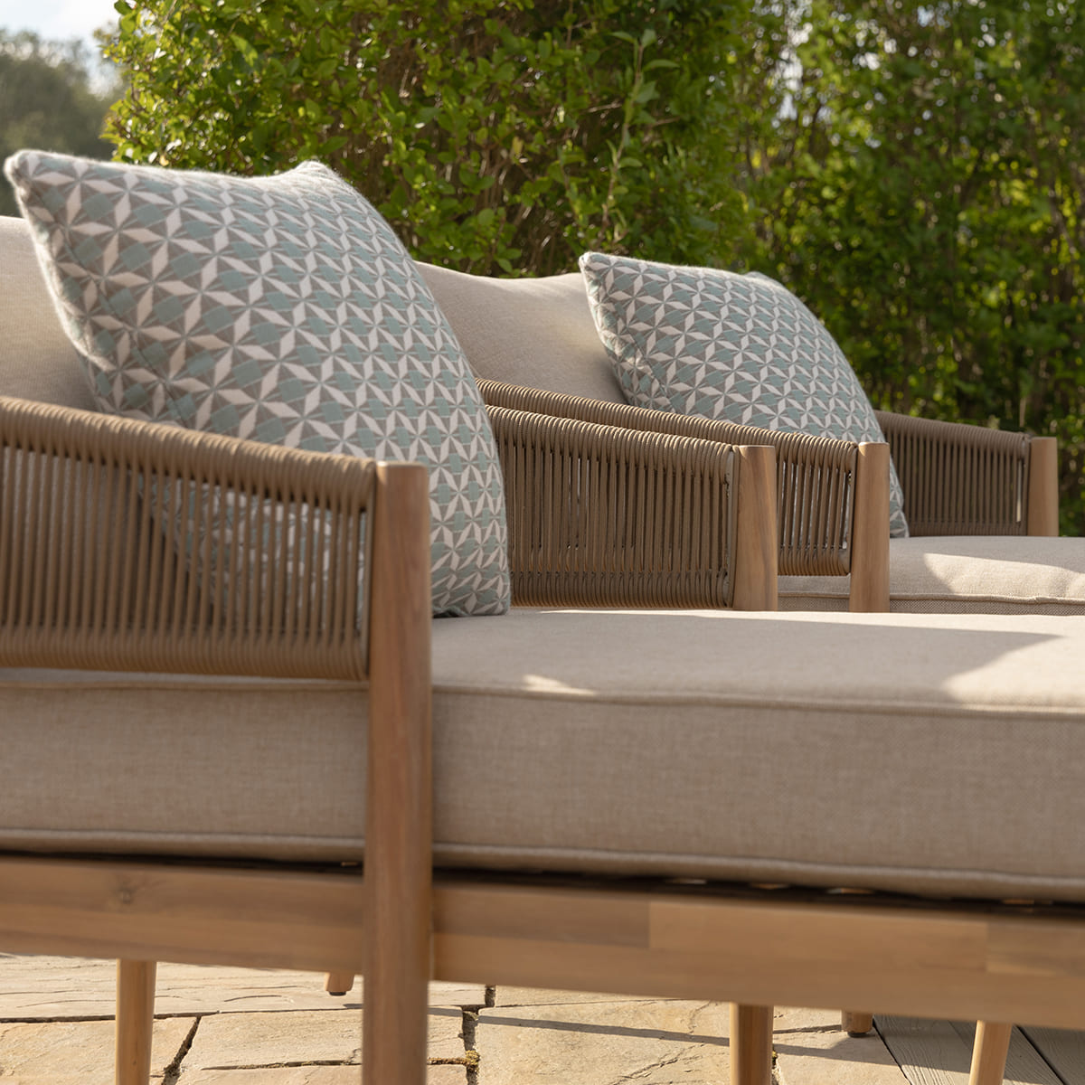 Porto Double Sunlounger Set in Sandstone