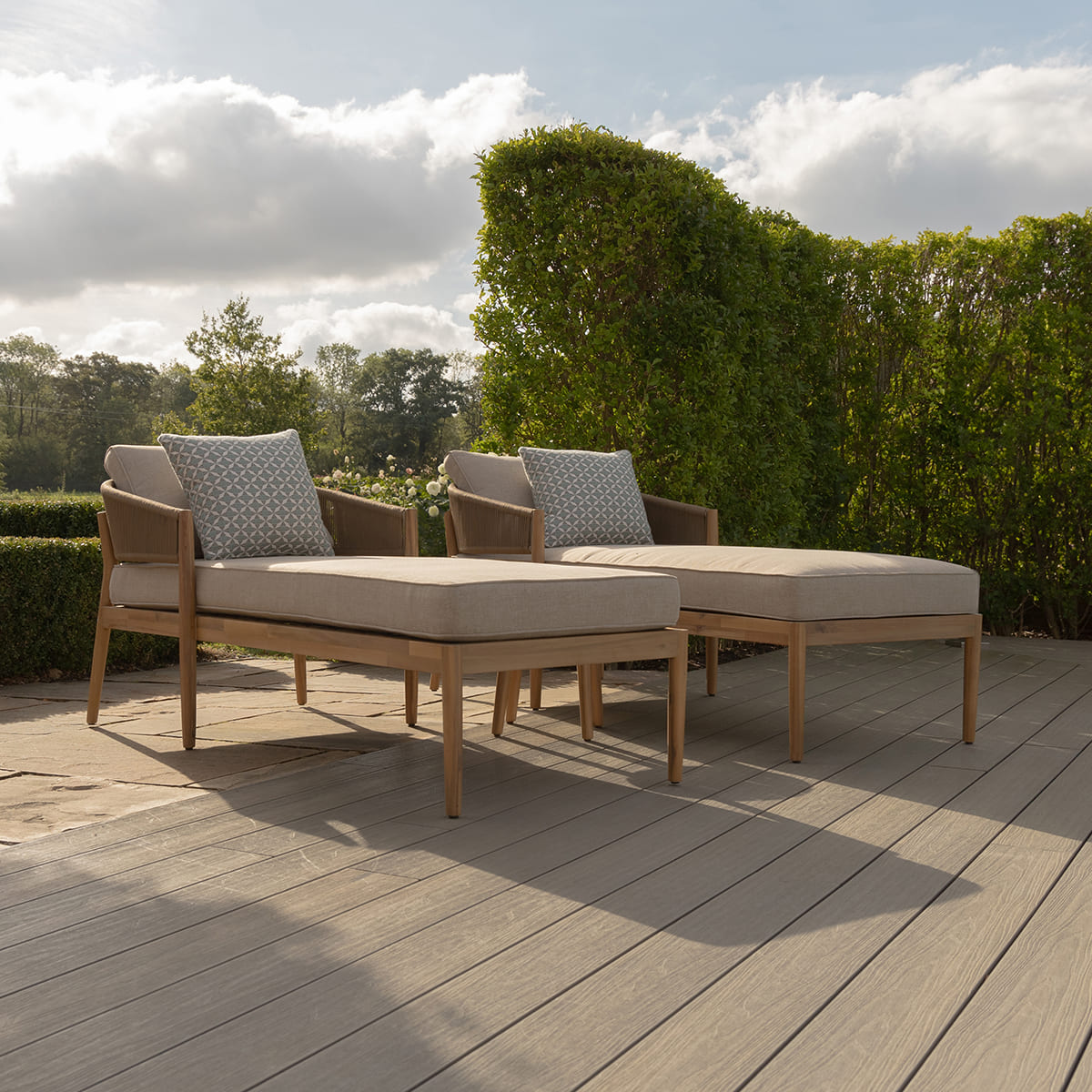 Porto Double Sunlounger Set in Sandstone