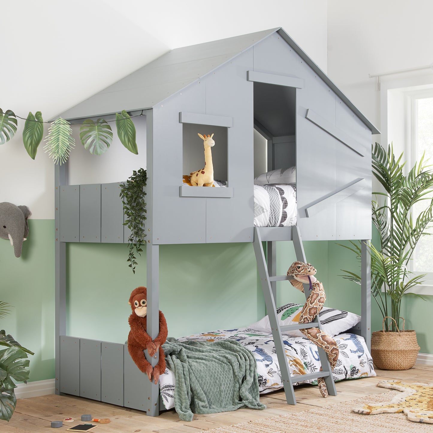 Safari Bunk Bed - Imaginative and Playful Space for Kids in White or Grey