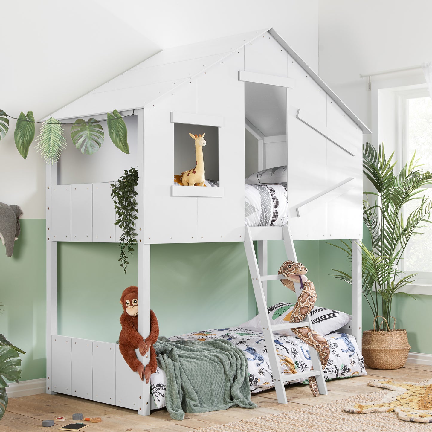 Safari Bunk Bed - Imaginative and Playful Space for Kids in White or Grey