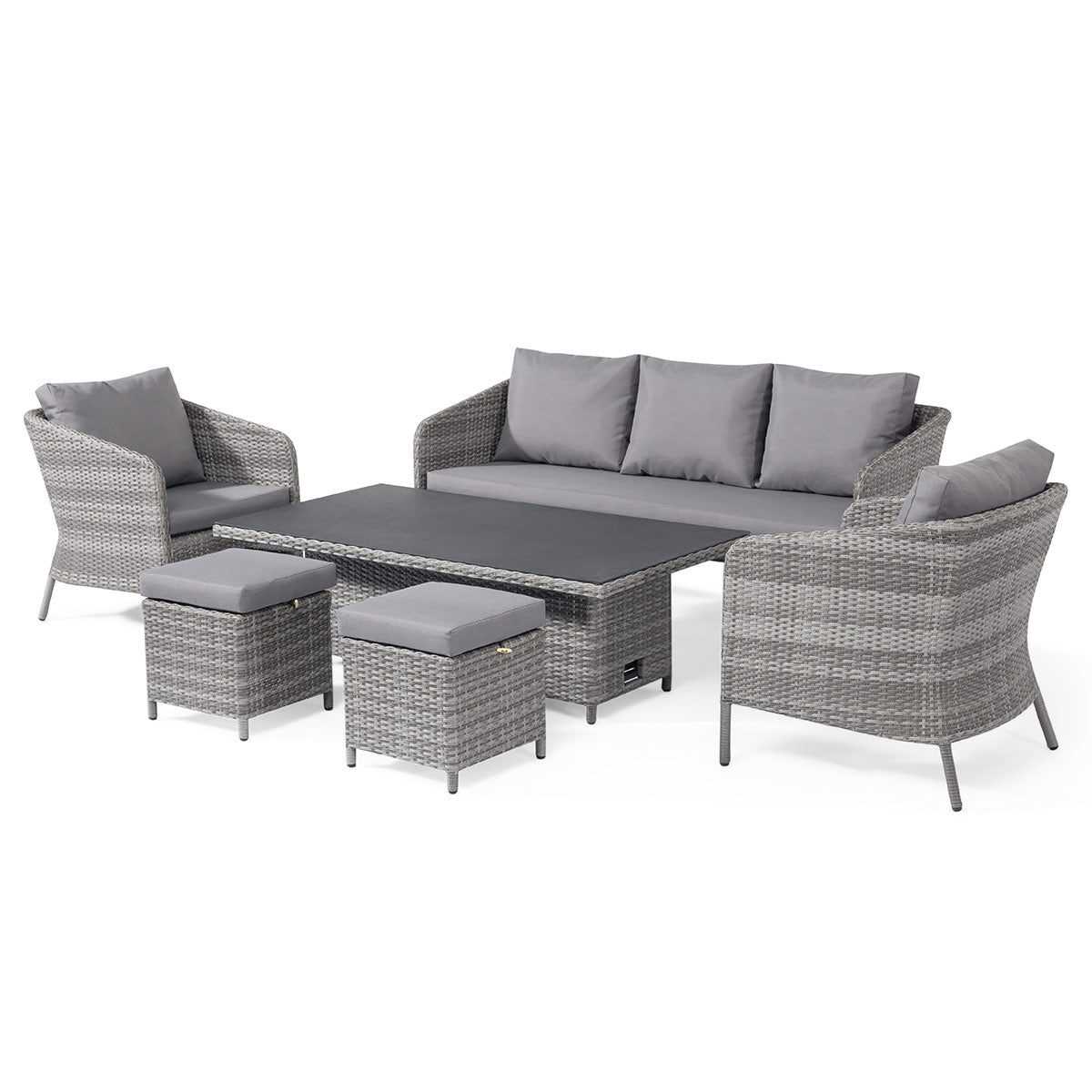 Santorini Sofa Dining Set with Rising Table in Grey