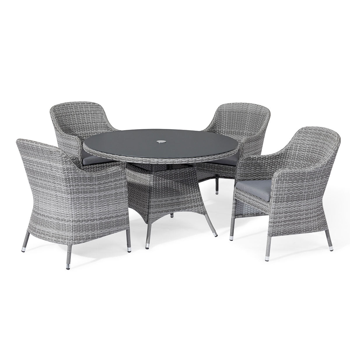 Santorini 4 Seat Round Dining Set in Grey