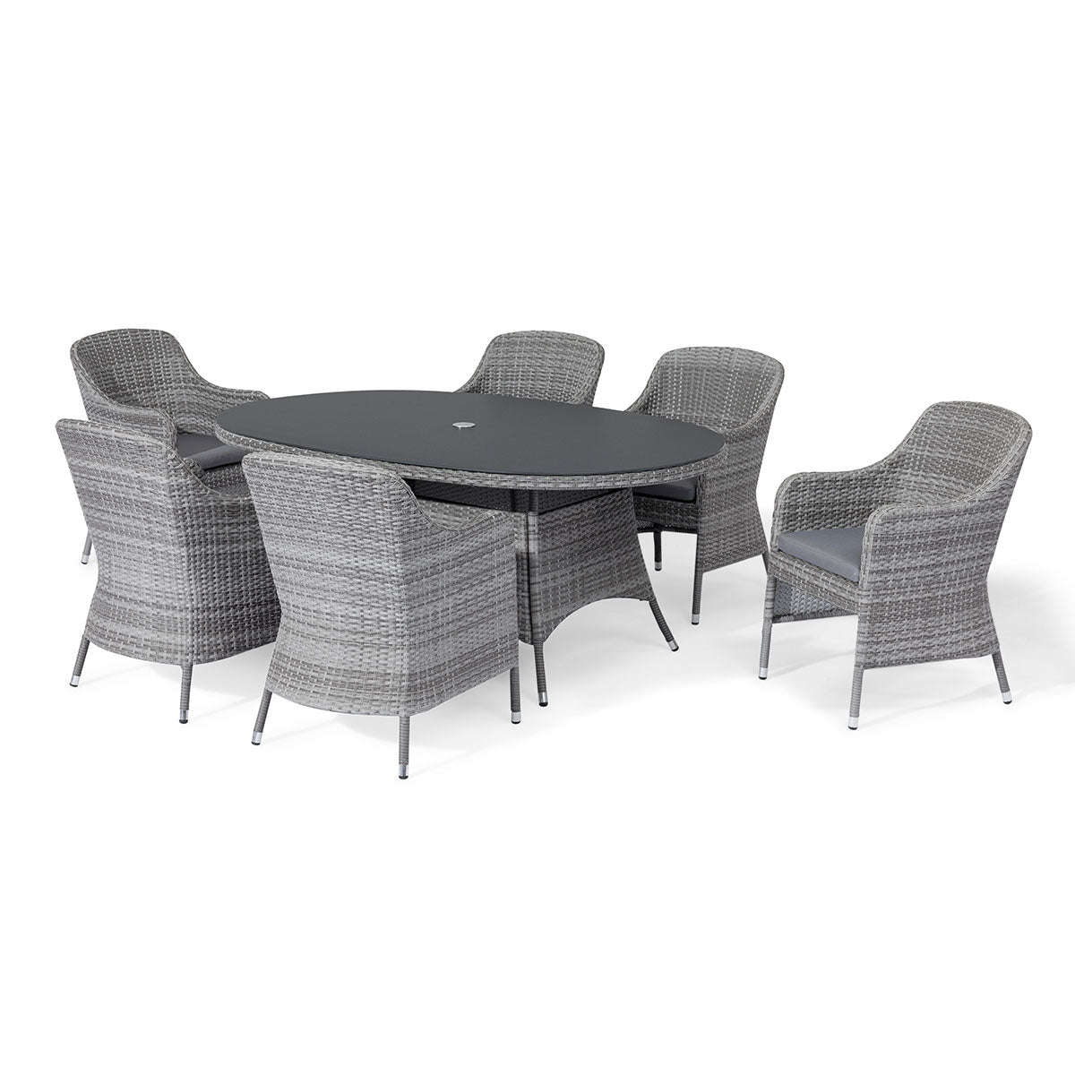 Santorini 6 Seat Oval Dining Set in Grey