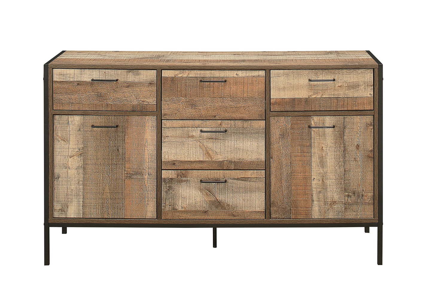 Urban Large Sideboard - Rustic Wood-Effect Finish with Industrial Chic