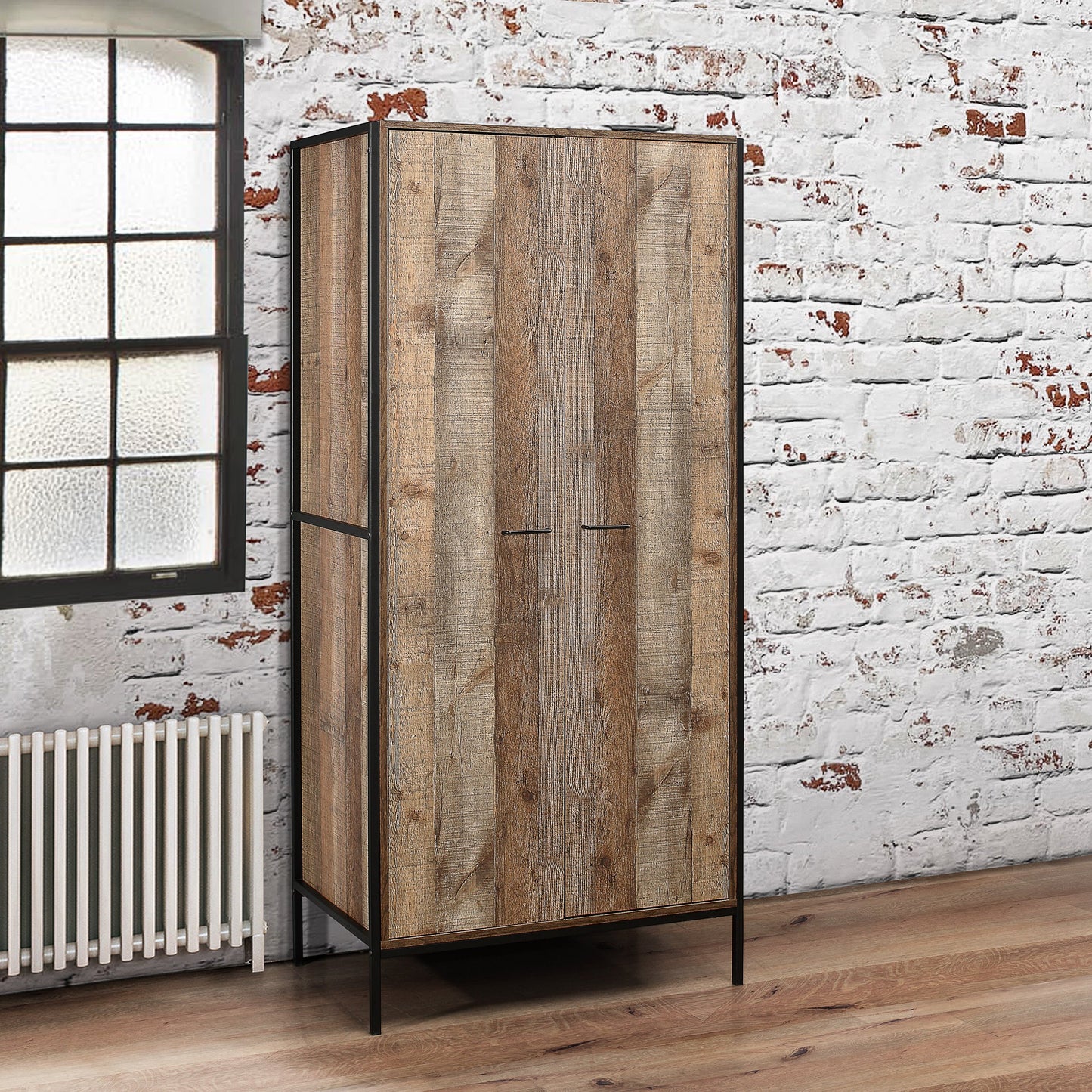 Urban 2-Door Wardrobe - Rustic Finish