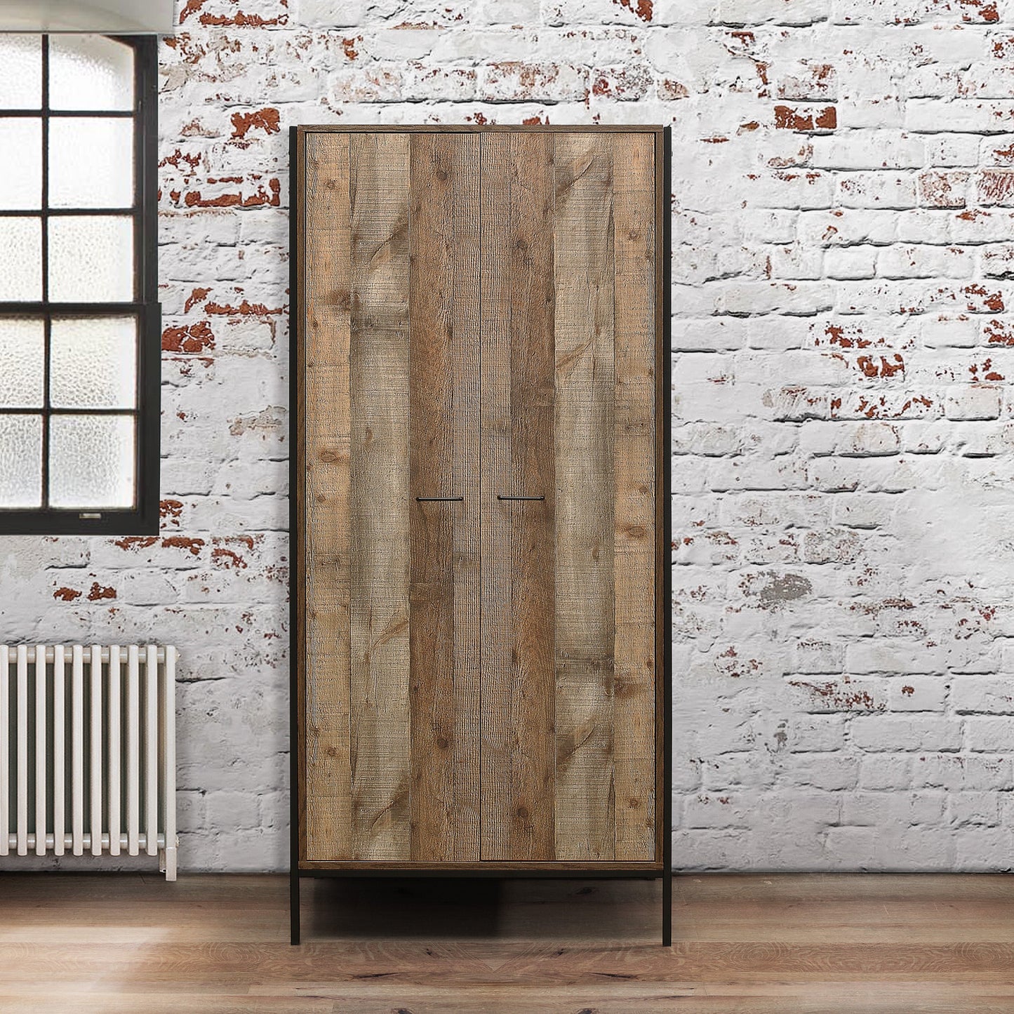 Urban 2-Door Wardrobe - Rustic Finish