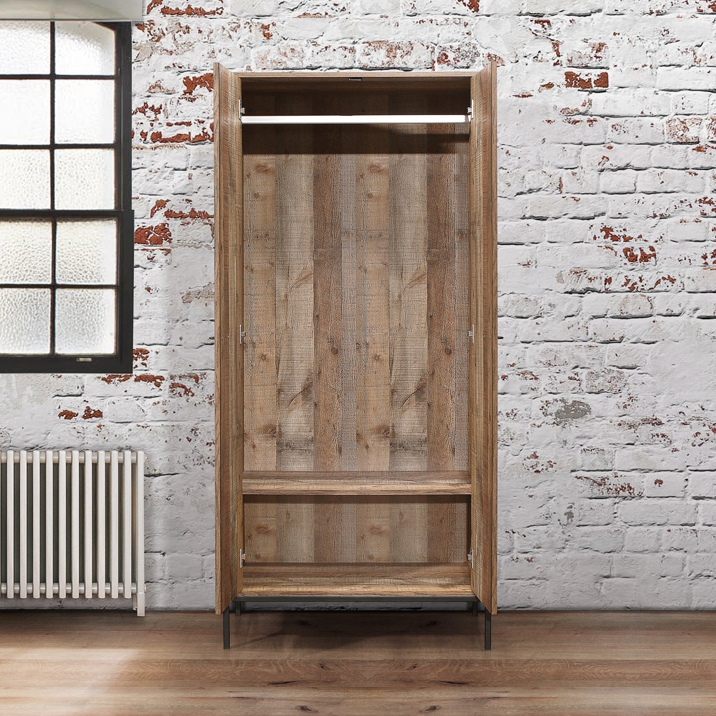 Urban 2-Door Wardrobe - Rustic Finish