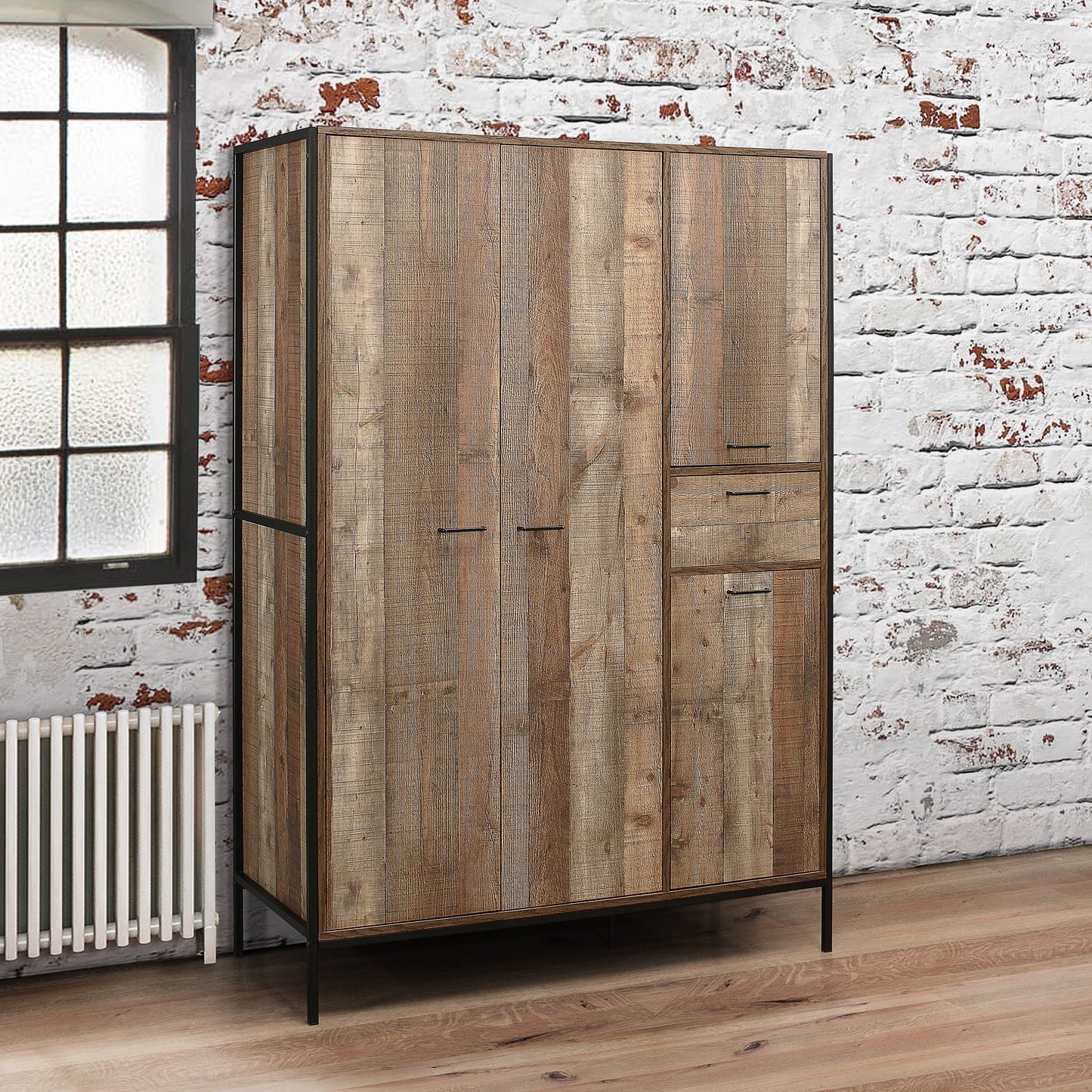 Urban 4-Door Wardrobe - Rustic Finish