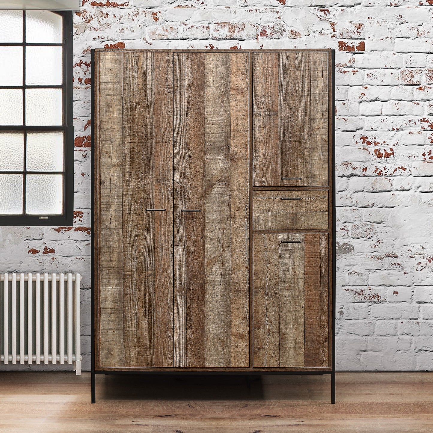 Urban 4-Door Wardrobe - Rustic Finish