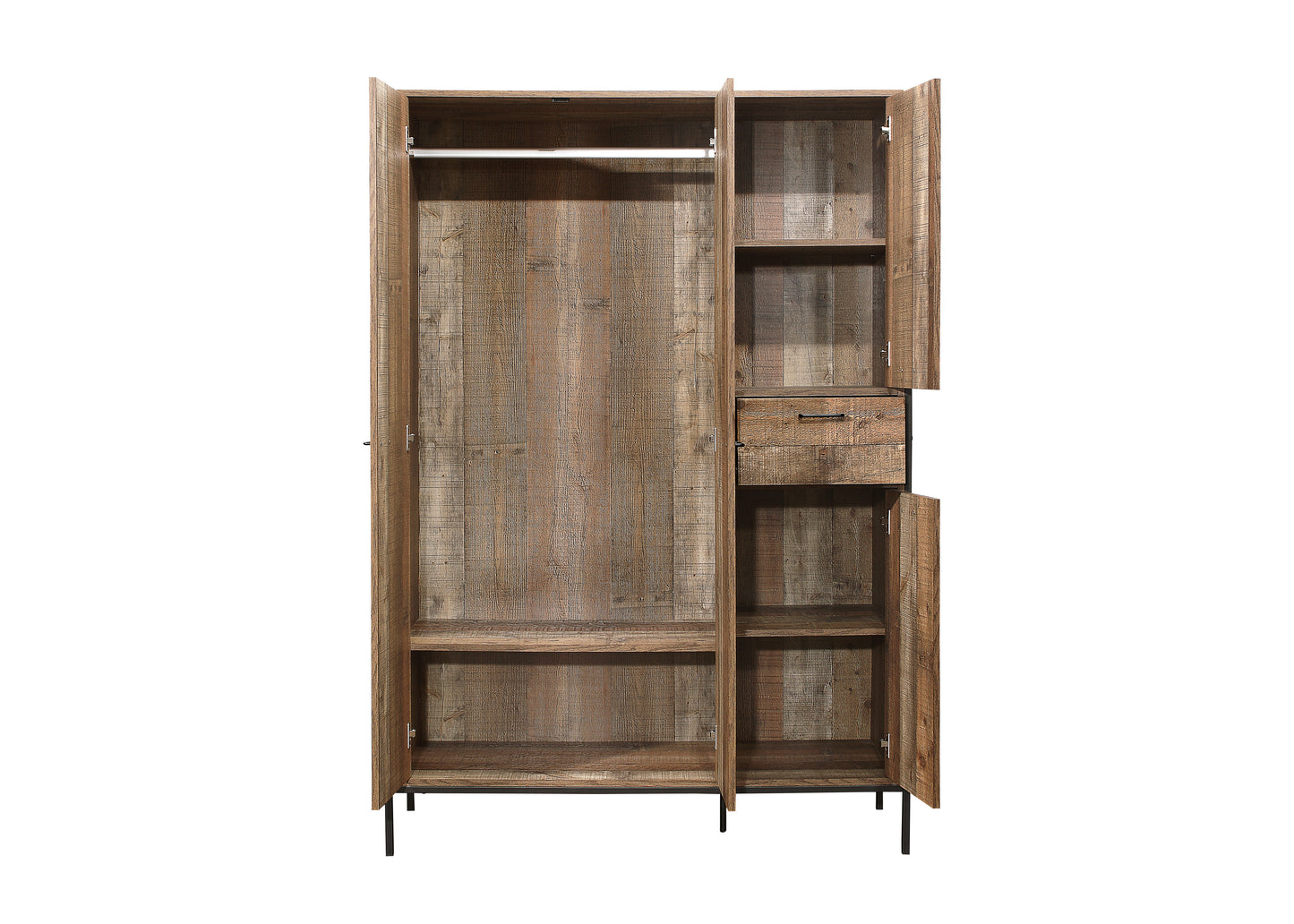 Urban 4-Door Wardrobe - Rustic Finish