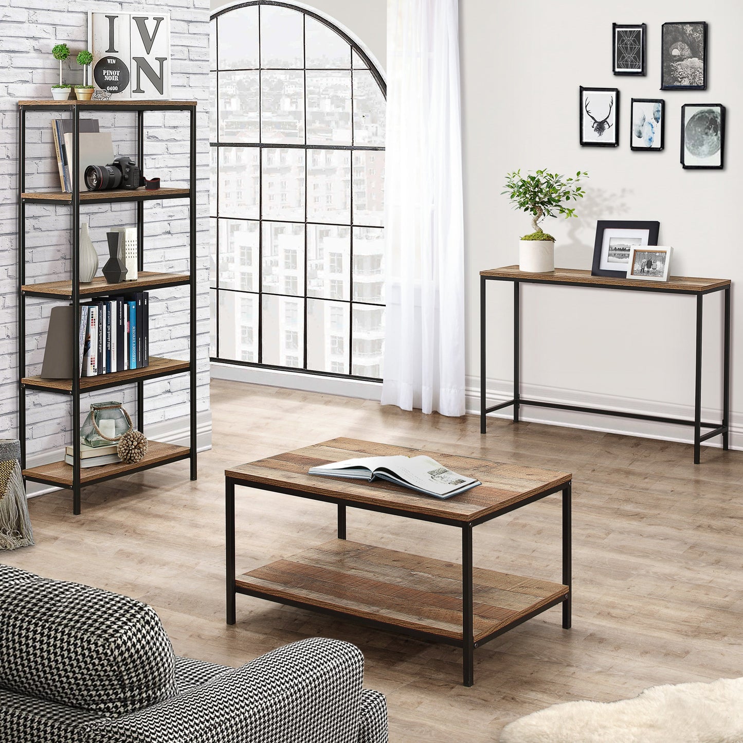 Urban Large Sideboard - Rustic Wood-Effect Finish with Industrial Chic