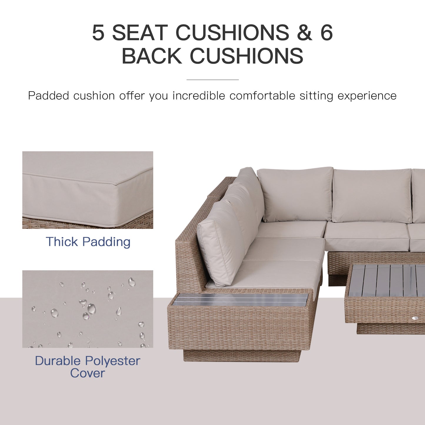 Outsunny 4-Piece Outdoor Rattan Corner Sofa Set: with Coffee Table in Brown and Beige