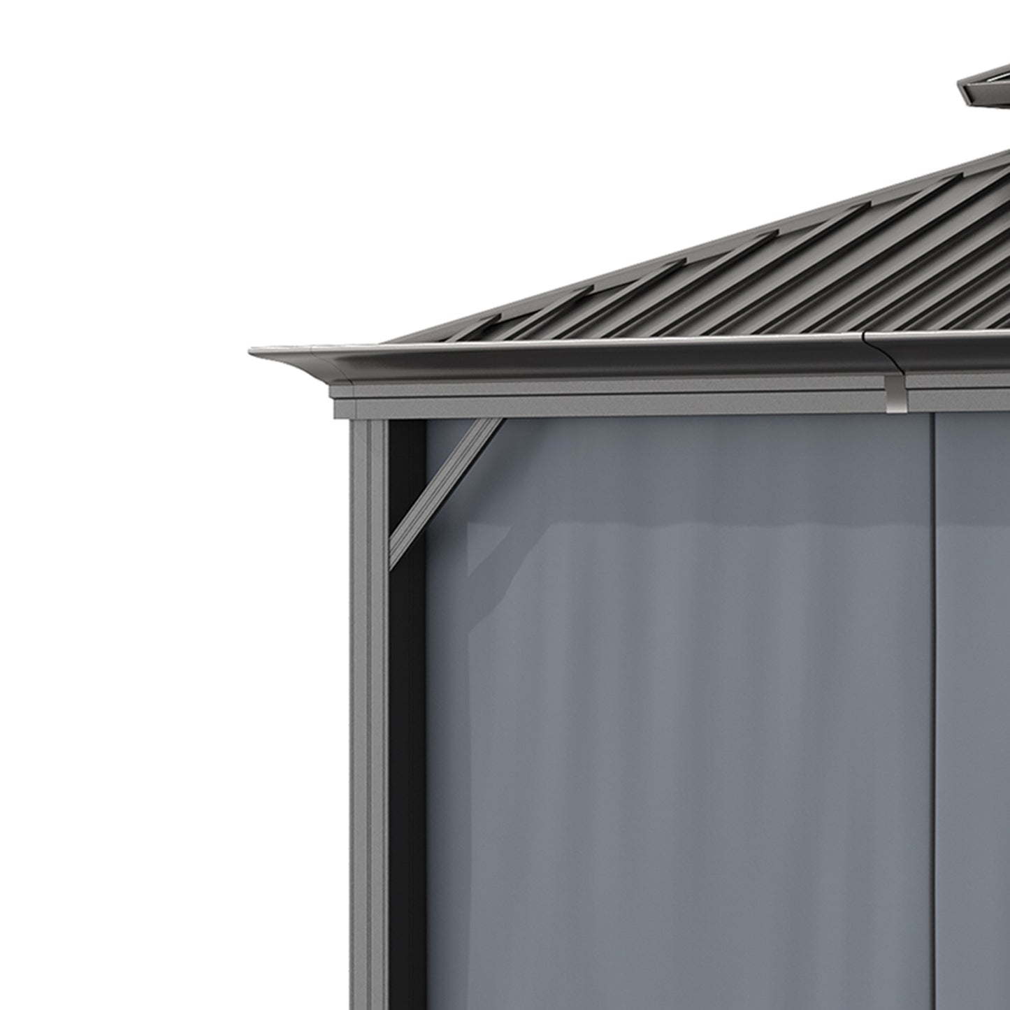 Outsunny 3.7 x 3m Hardtop Aluminum Frame Gazebo with 2-Tier Roof, Mesh Netting & Sidewalls in Grey