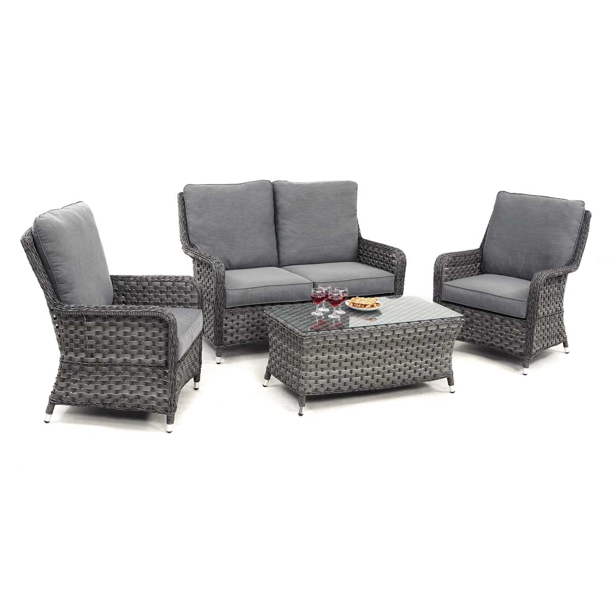 Victoria 2 Seat High Back Sofa Set in Grey