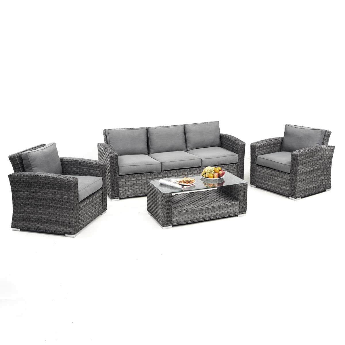 Victoria 3 Seat Sofa Set Grey in Grey