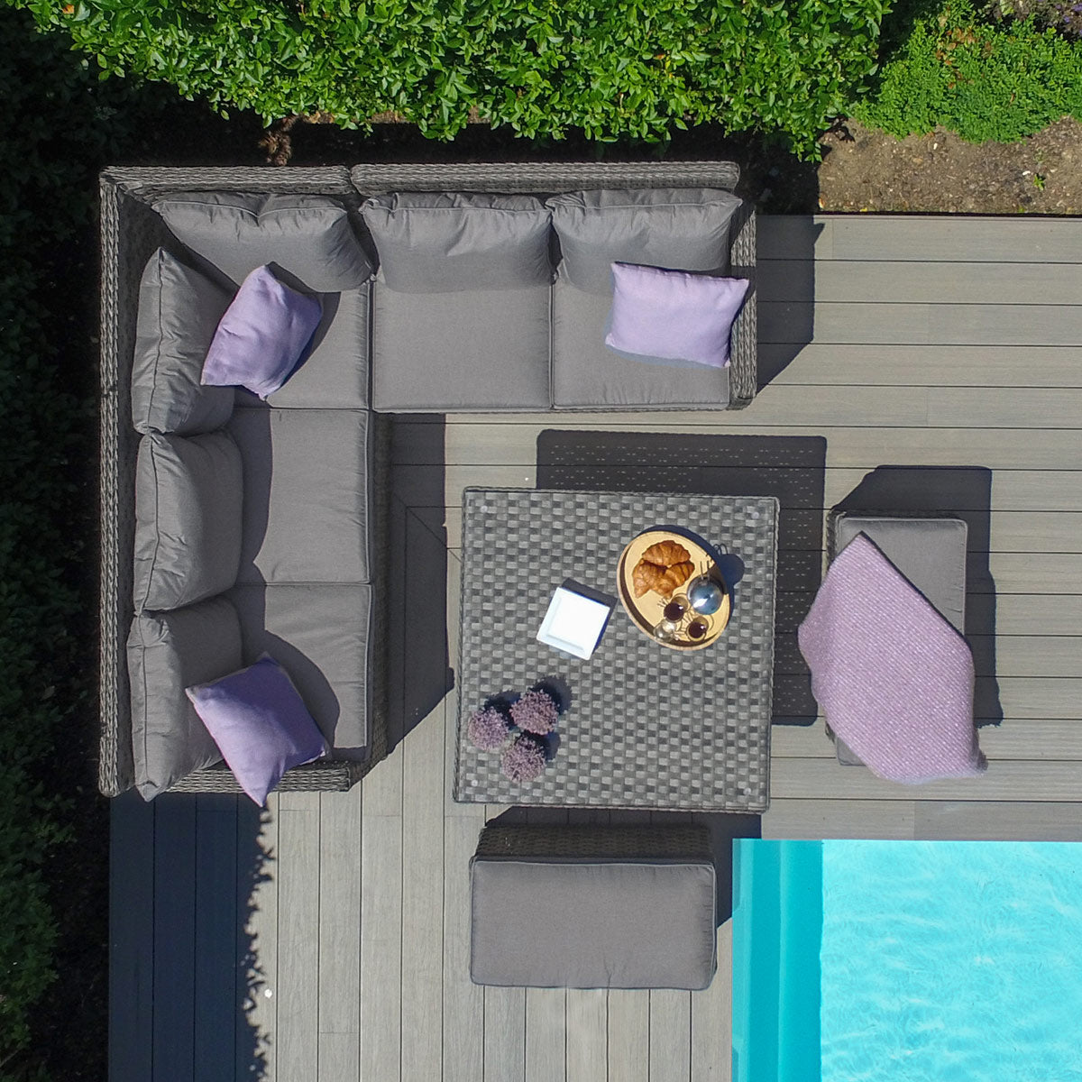 Victoria Square Corner Dining Set with Rising Table in Grey