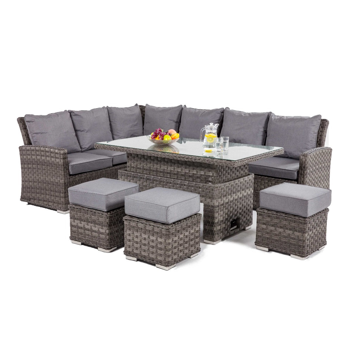 Victoria Rectangular Corner Dining Set with Rising Table in Grey