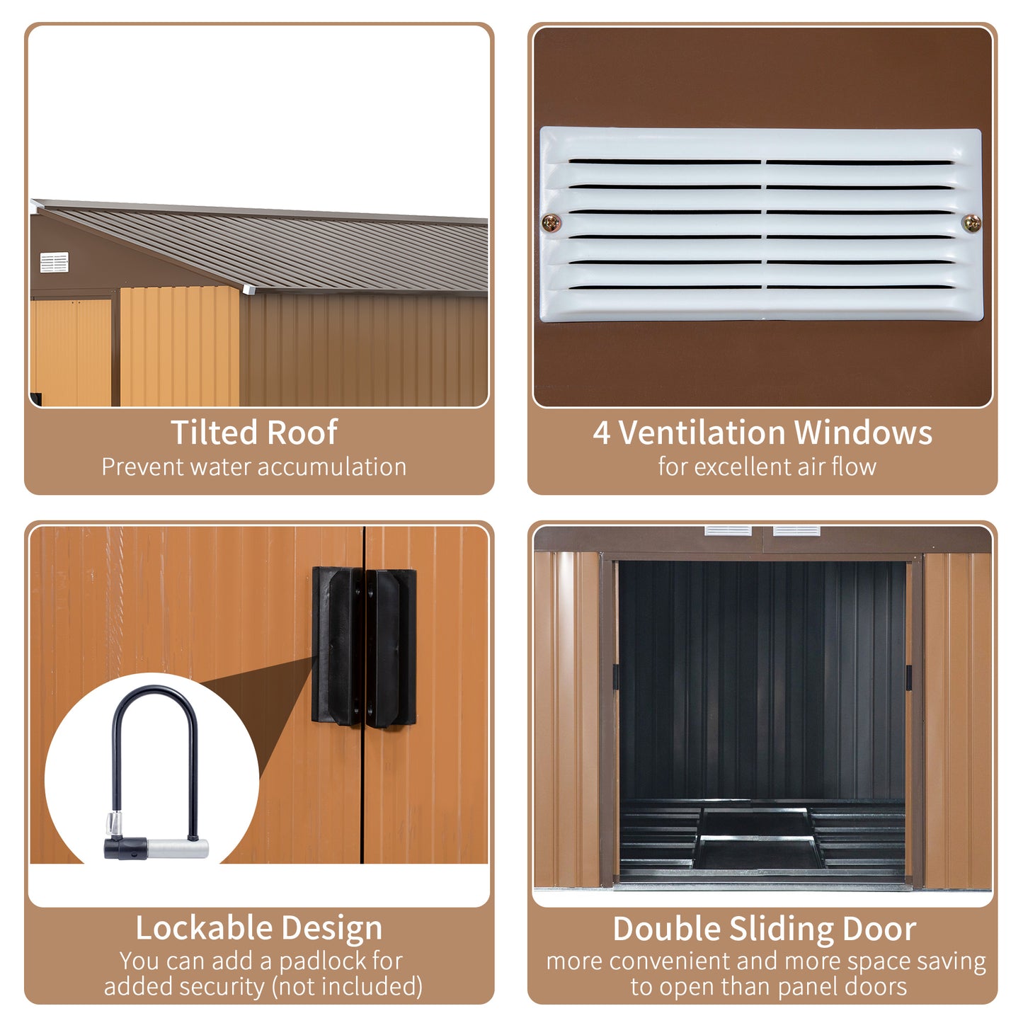 Outsunny 13 x 11 ft Metal Garden Shed: Large Patio Roofed Tool Storage, with Foundation Ventilation and Sliding Doors in Yellow