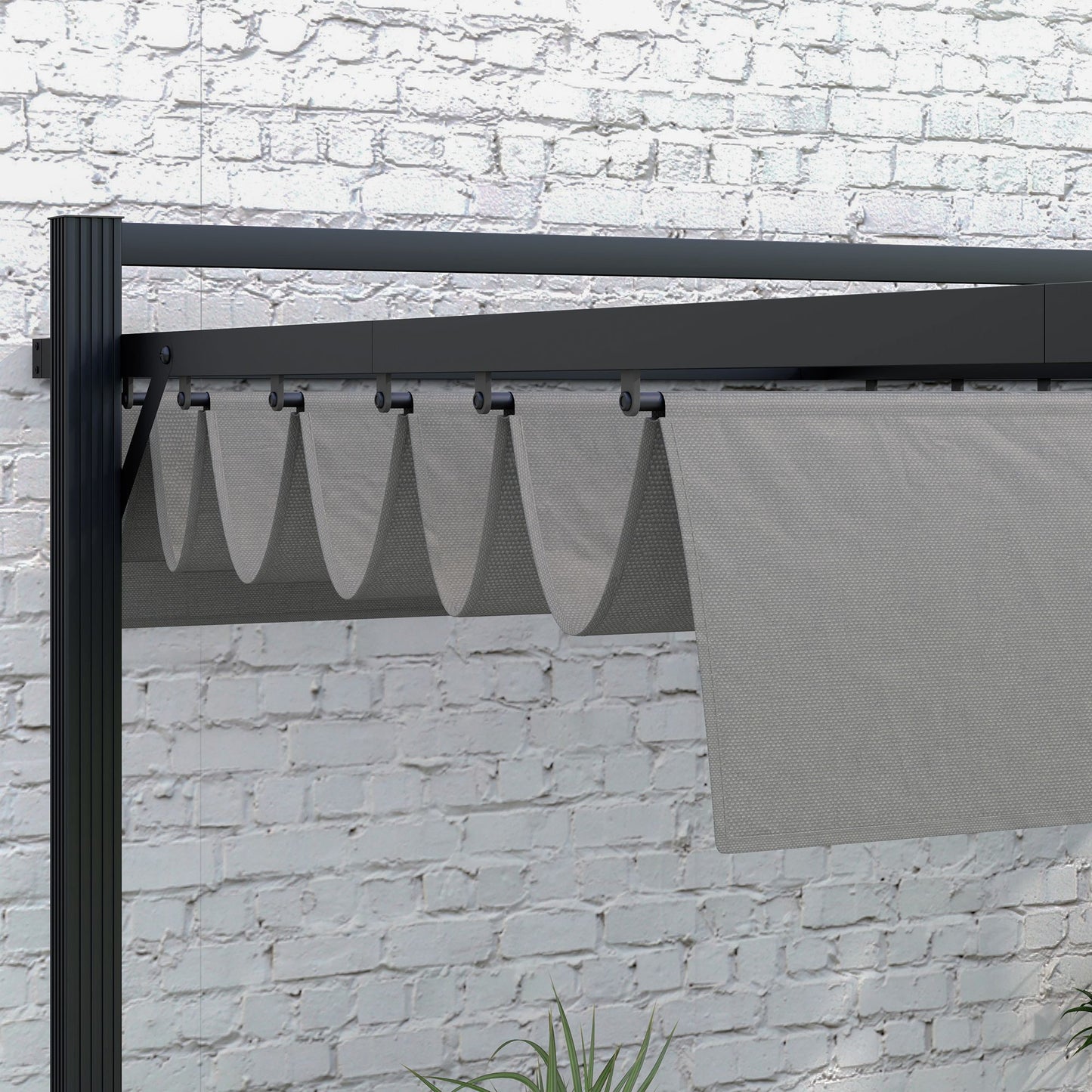 Outsunny 3 x 4m Retractable Pergola with Aluminium Frame in Dark Grey