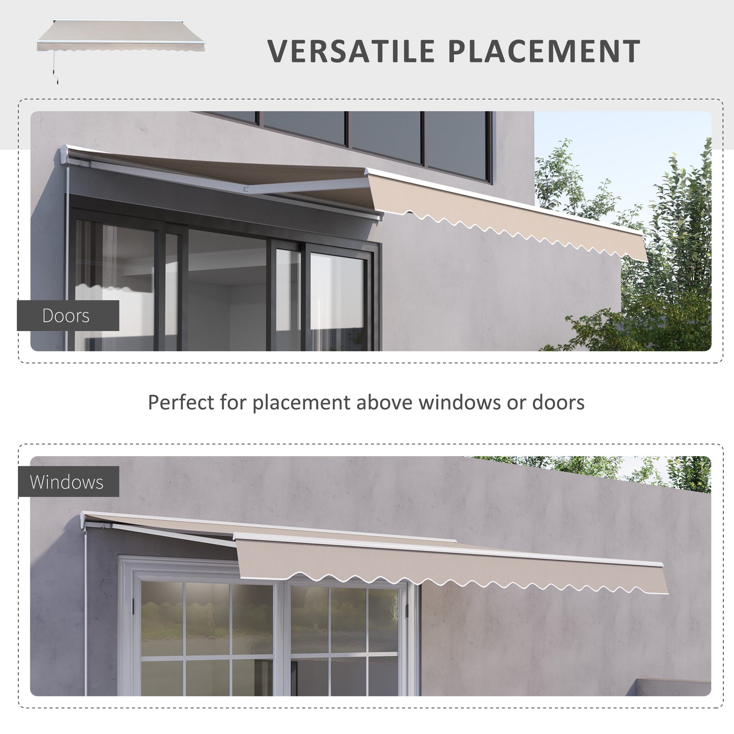 Outsunny 3.5m x2.5m Retractable Awning in Cream/White