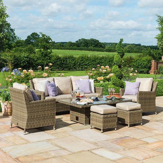 Winchester Sofa Dining Set with Ice Bucket & Rising Table in Natural