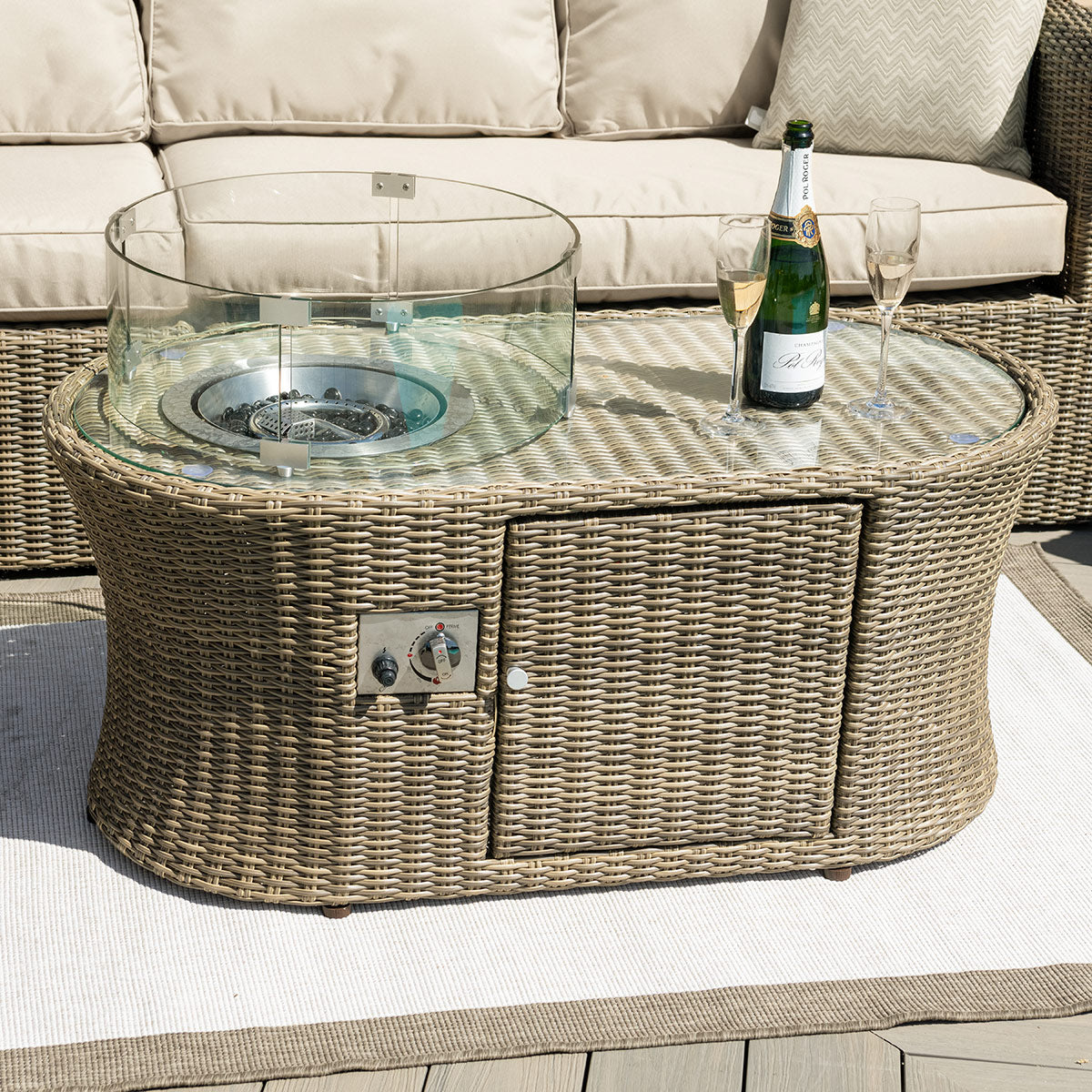 Winchester Oval Fire Pit Coffee Table in Natural