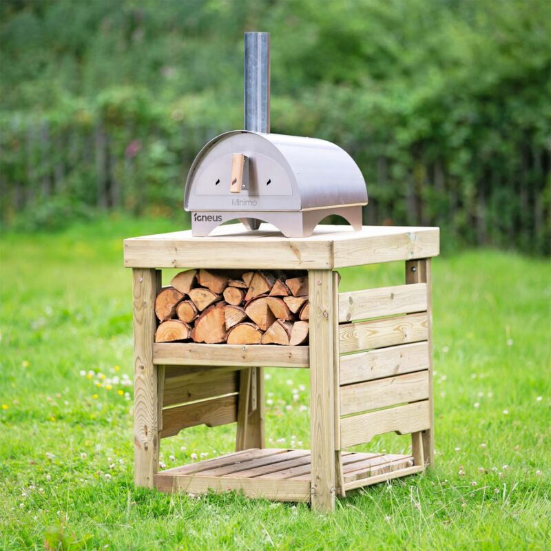 Igneus Wooden Pizza Oven Stand: Rustic Charm for Your Garden Cooking Space