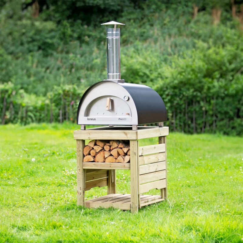 Igneus Wooden Pizza Oven Stand: Rustic Charm for Your Garden Cooking Space