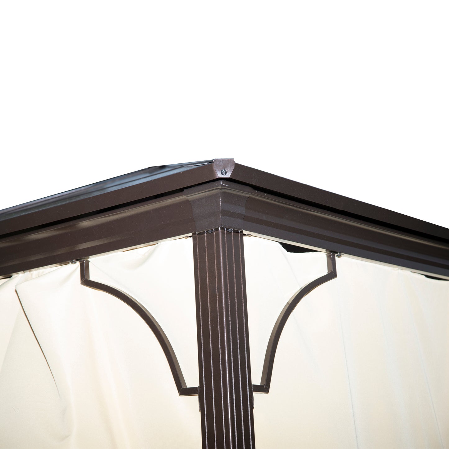 Outsunny 3x3m Hardtop Gazebo Canopy in Brown: Polycarbonate Roof, Aluminium Frame, with Mosquito Netting and Curtains