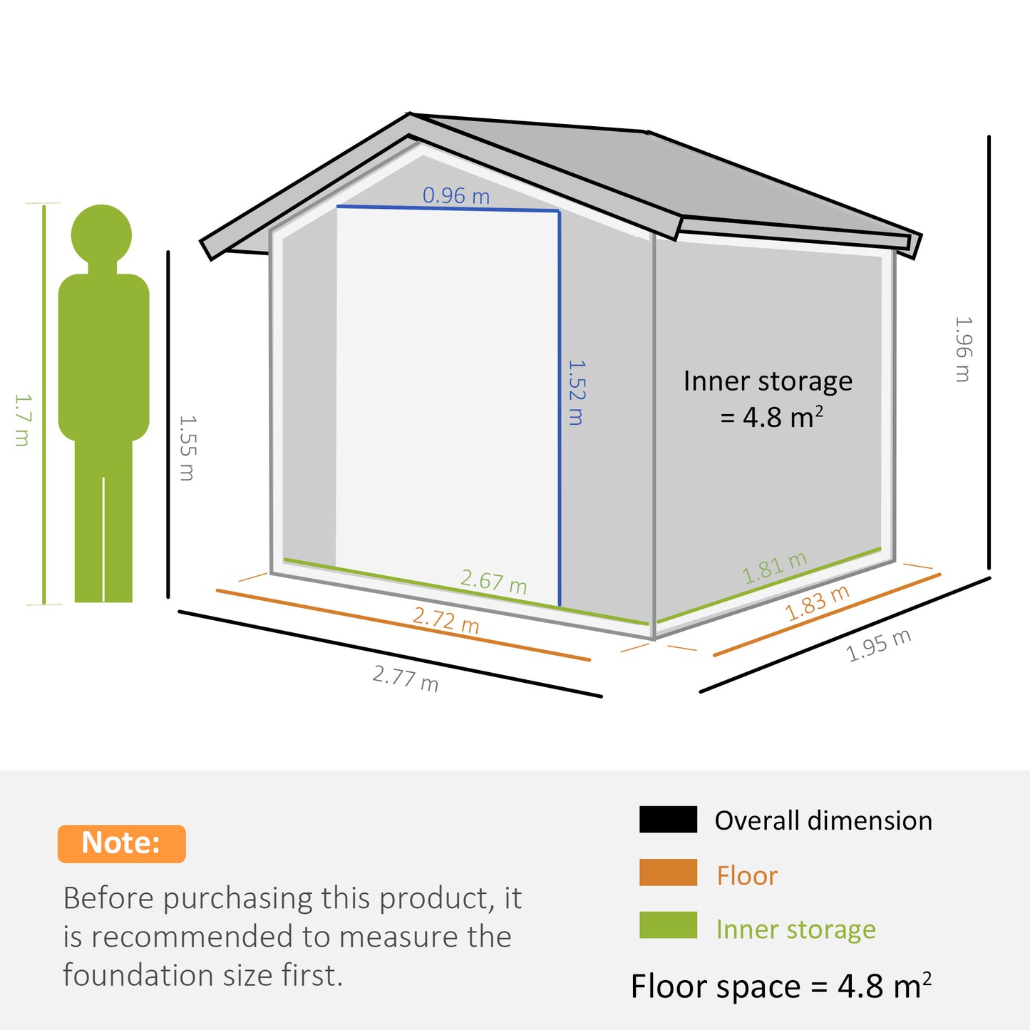 Outsunny 9 x 6 ft Metal Garden Storage Shed with Sloped Roof: Tool House with Foundation, Ventilation, and Double Door in Grey