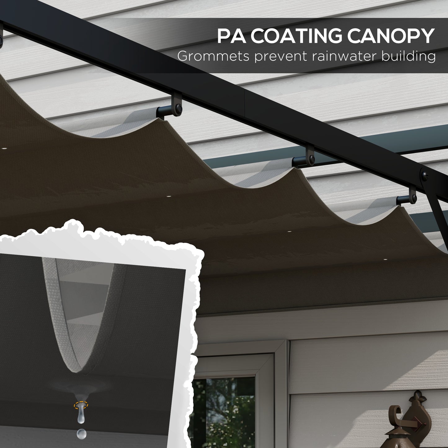 Outsunny 3 x 4m Retractable Pergola with Aluminium Frame in Dark Grey